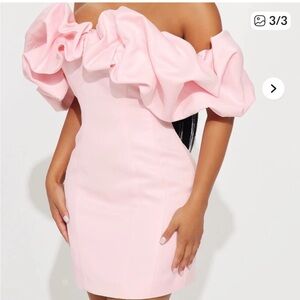 Fashion Nova Light Blush Off-Shoulder Mini Dress